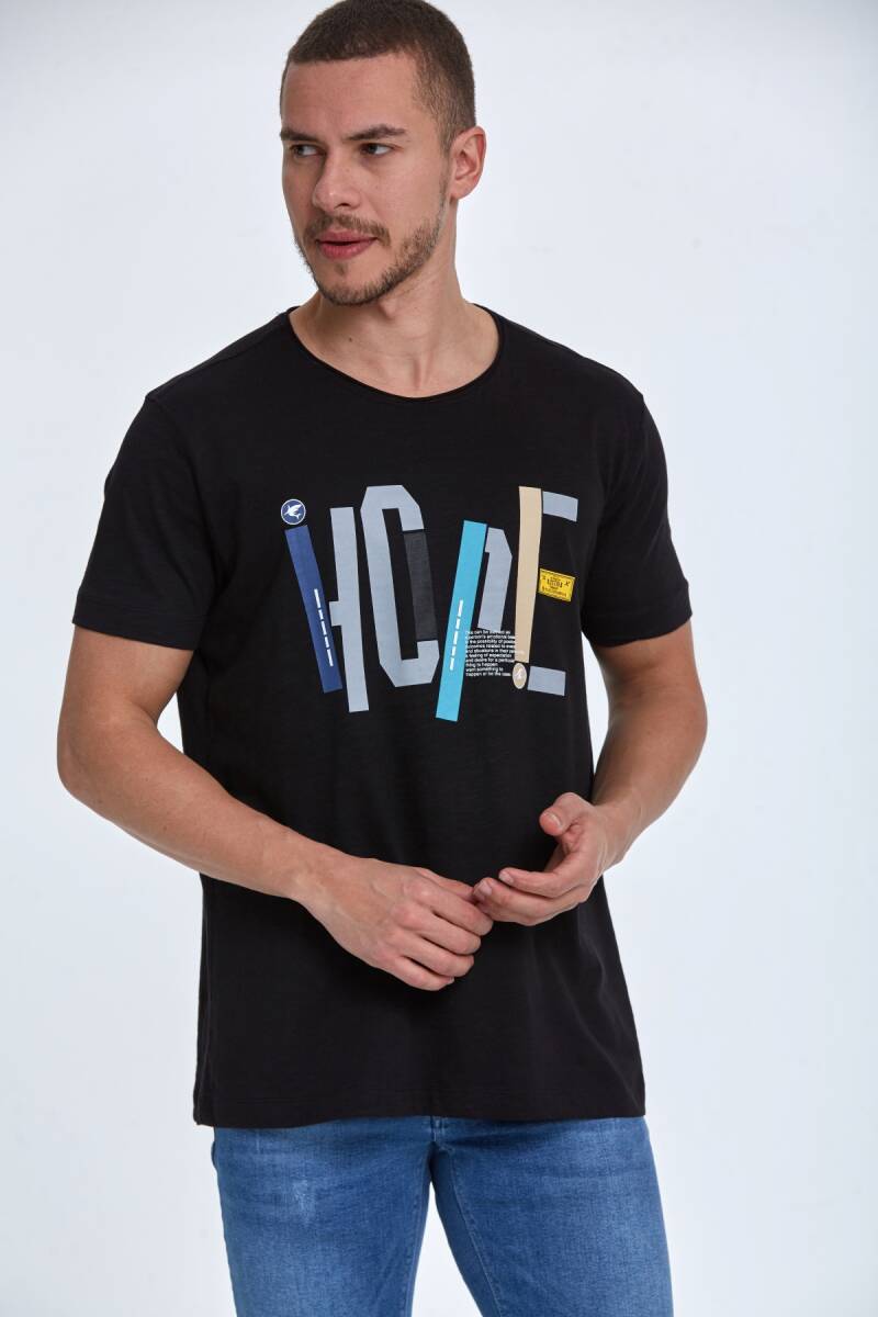 Мужская футболка Hope с принтом черная - 1