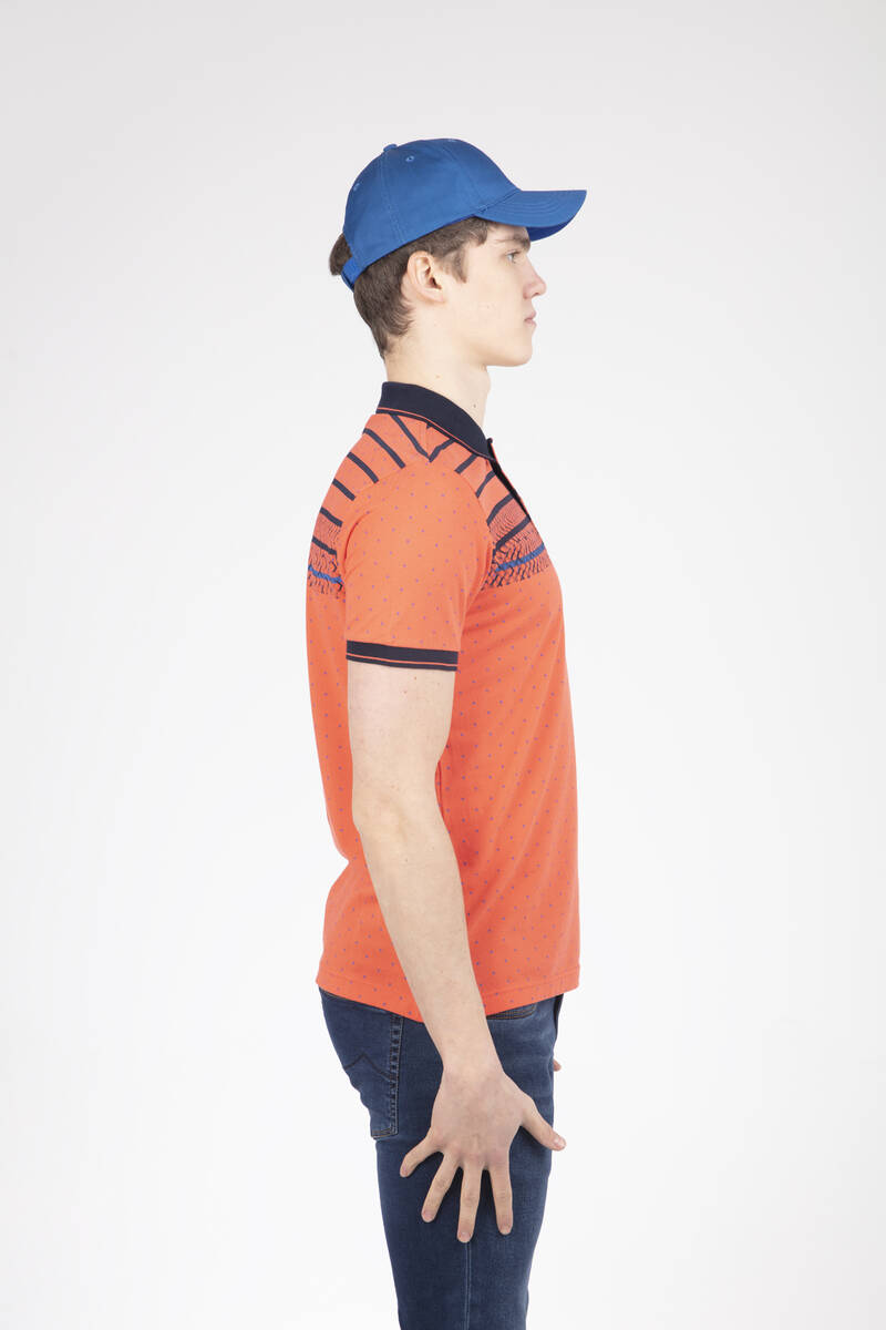 Мужская футболка с воротником-поло и принтом с геометрическим рисунком и линиями