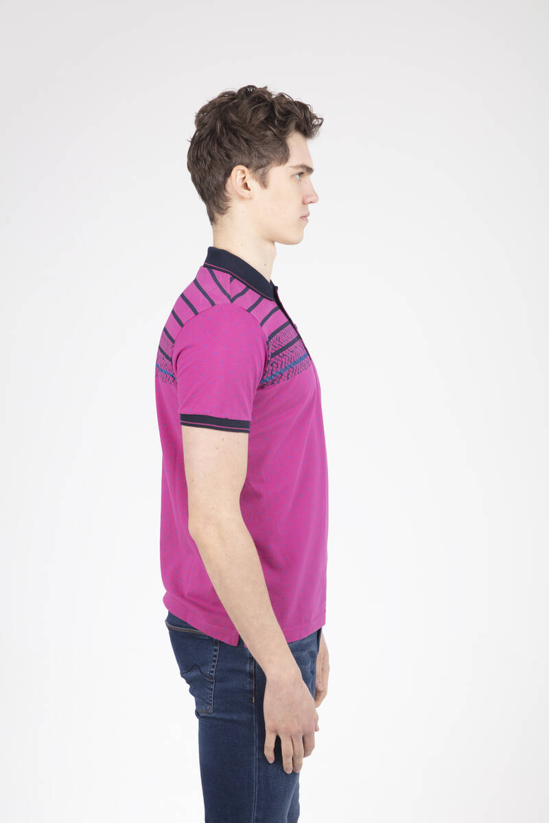 Мужская футболка с воротником-поло и принтом с геометрическим рисунком и линиями