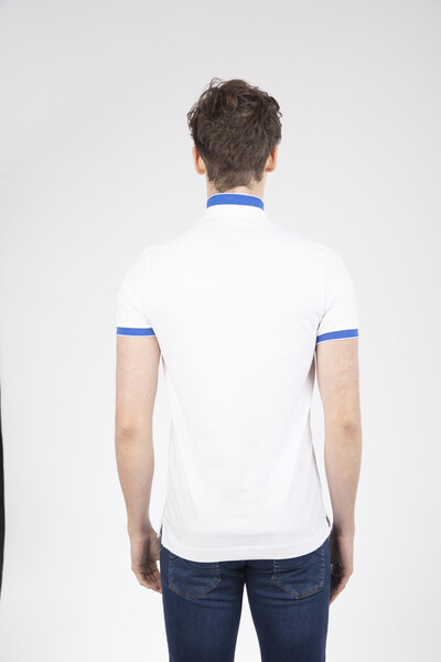 Мужская футболка с воротником-поло с принтом спереди - Thumbnail