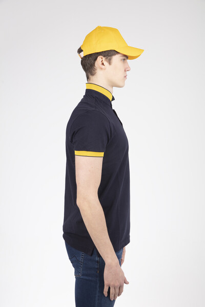 Мужская футболка с воротником-поло с принтом спереди - Thumbnail