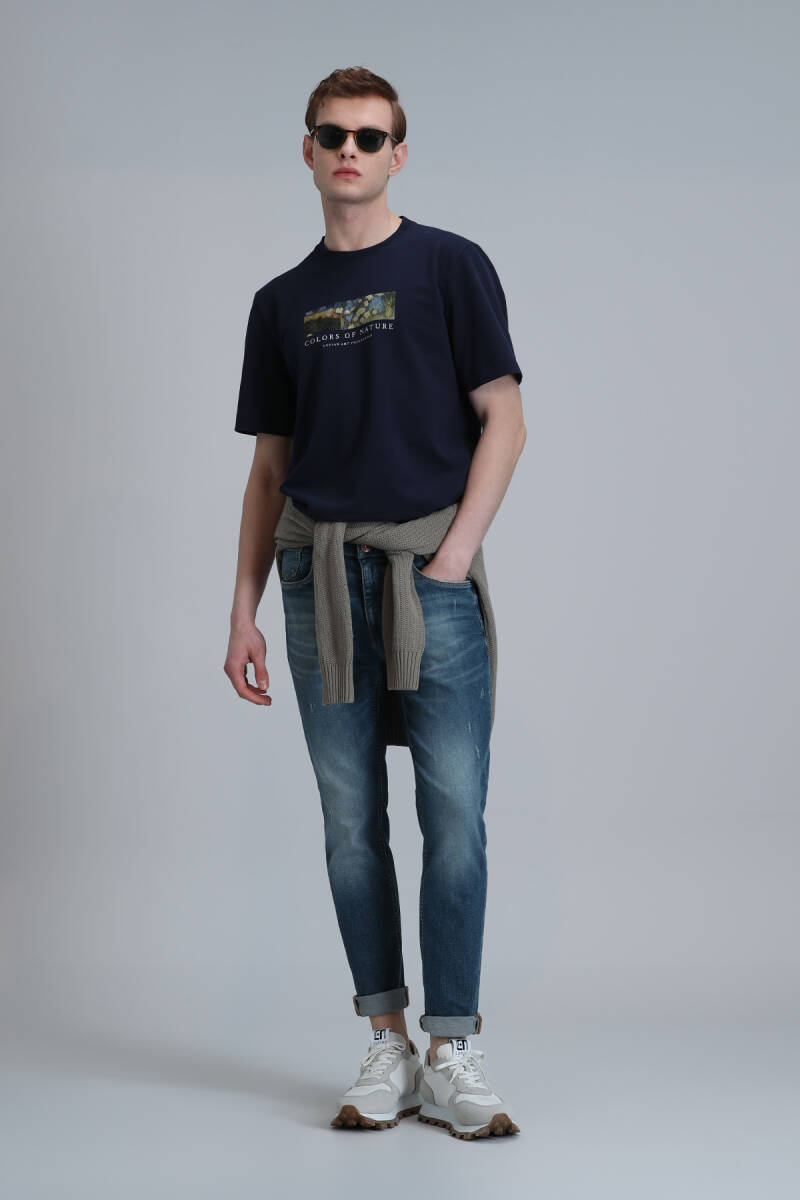 Мужские брюки приталенного кроя Joy Smart Jean синие - 1