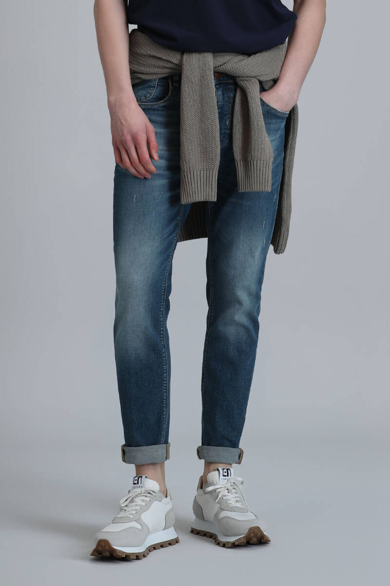 Мужские брюки приталенного кроя Joy Smart Jean синие - 2