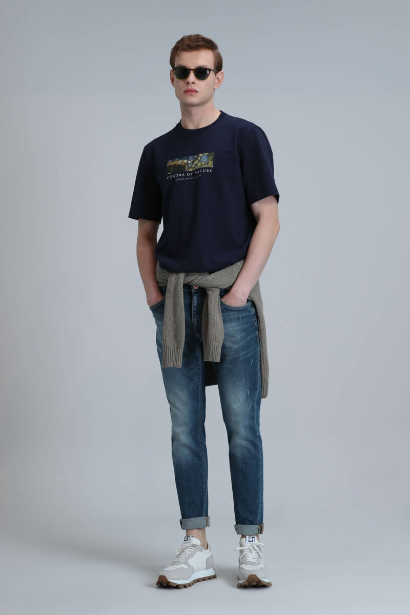 Мужские брюки приталенного кроя Joy Smart Jean синие - 3