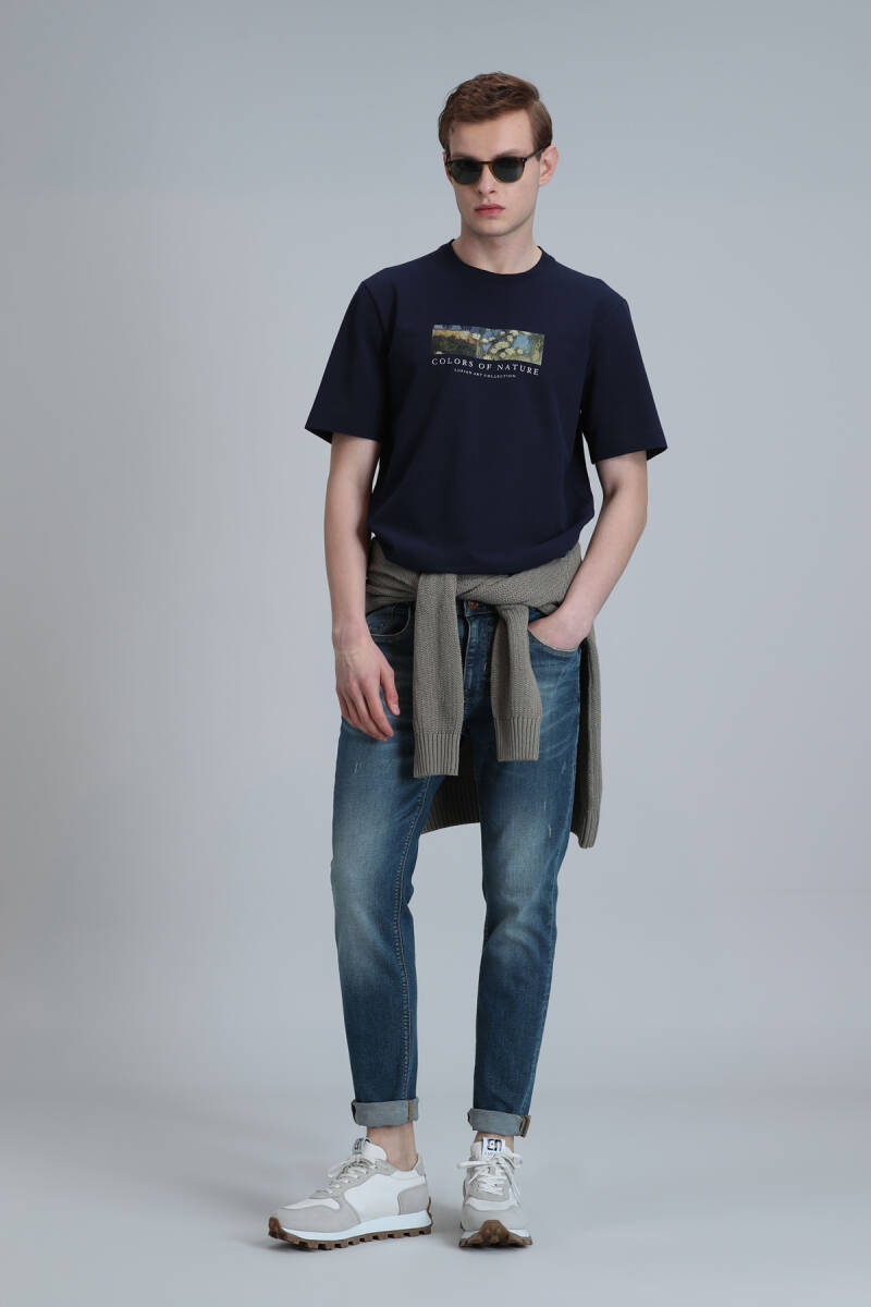 Мужские брюки приталенного кроя Joy Smart Jean синие - 4
