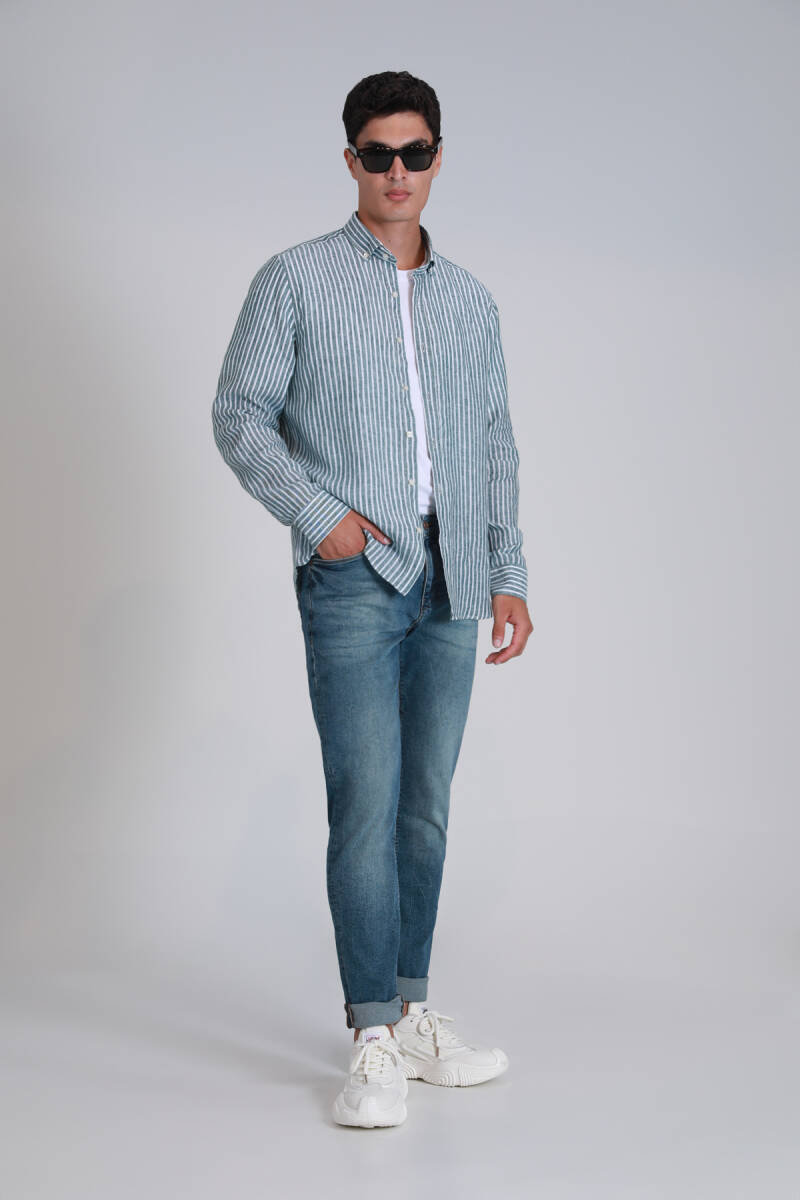 Брюки мужские Louis Smart Jean синие приталенные - 3