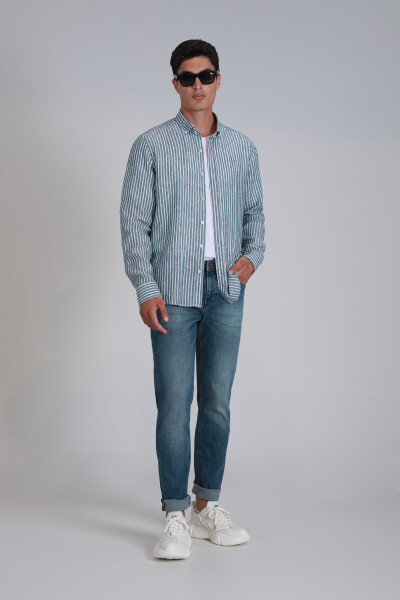 Брюки мужские Louis Smart Jean синие приталенные - 4