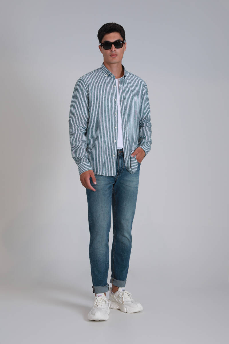 Брюки мужские Louis Smart Jean синие приталенные - 4