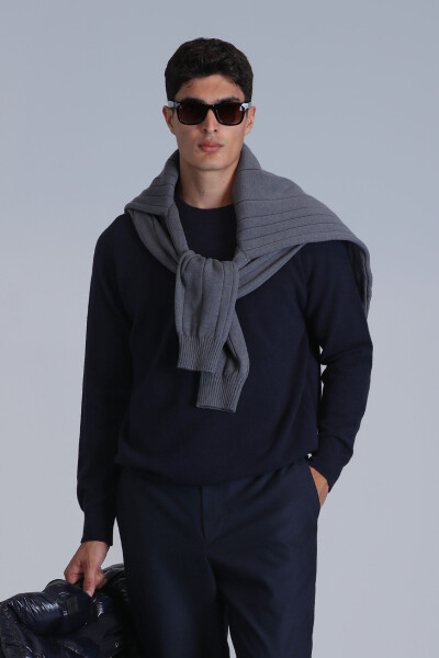 Мужской свитер Moon, тёмно-синий - LUFIAN