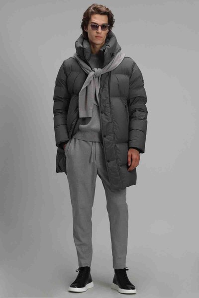 Мужское пальто с гусиным пером Victor - Thumbnail