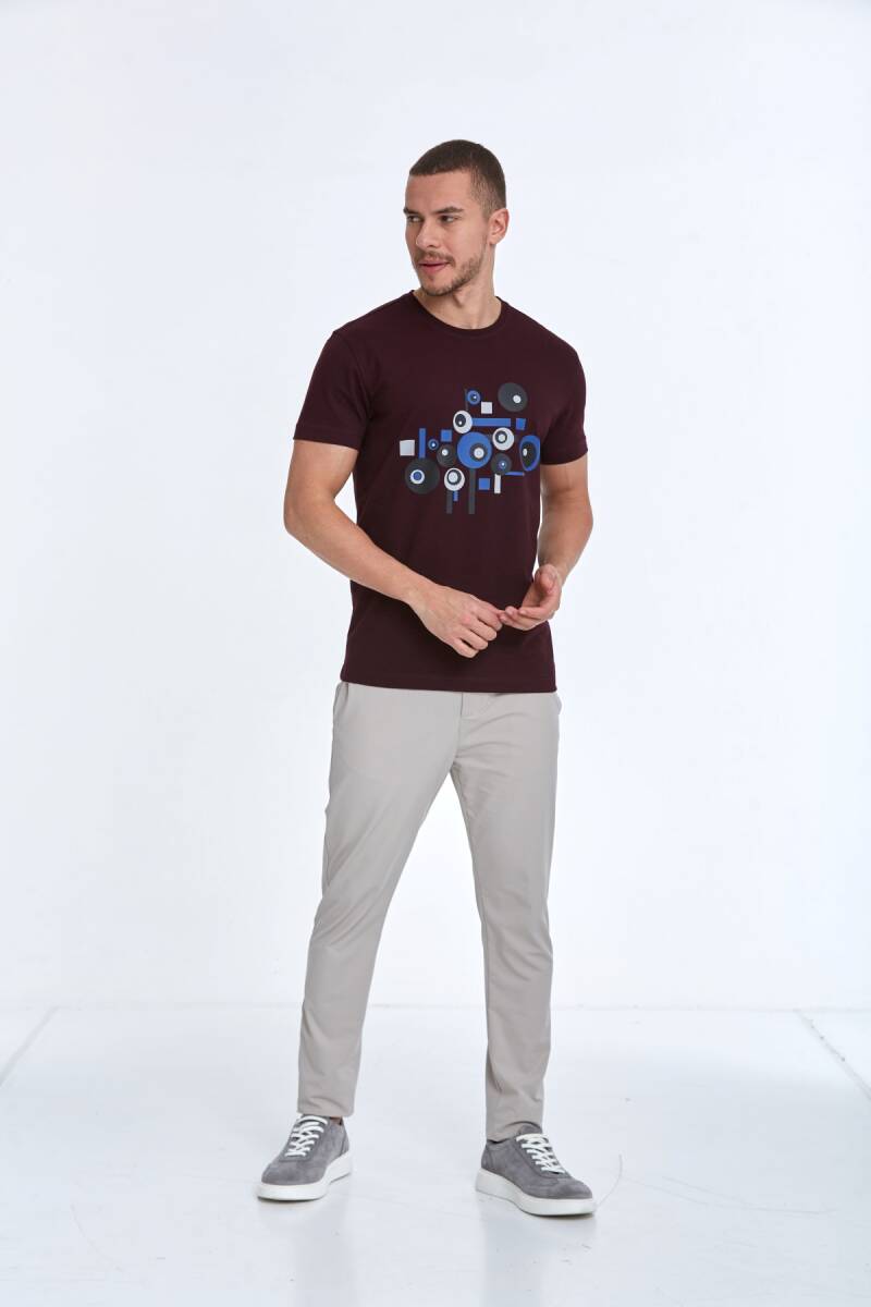 Nadan Printed Men's T-Shirt Claret Red - 3