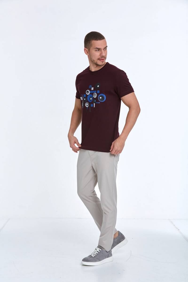 Nadan Printed Men's T-Shirt Claret Red - 4