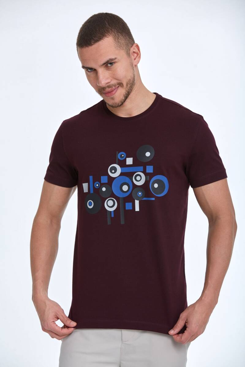 Nadan Printed Men's T-Shirt Claret Red - 1