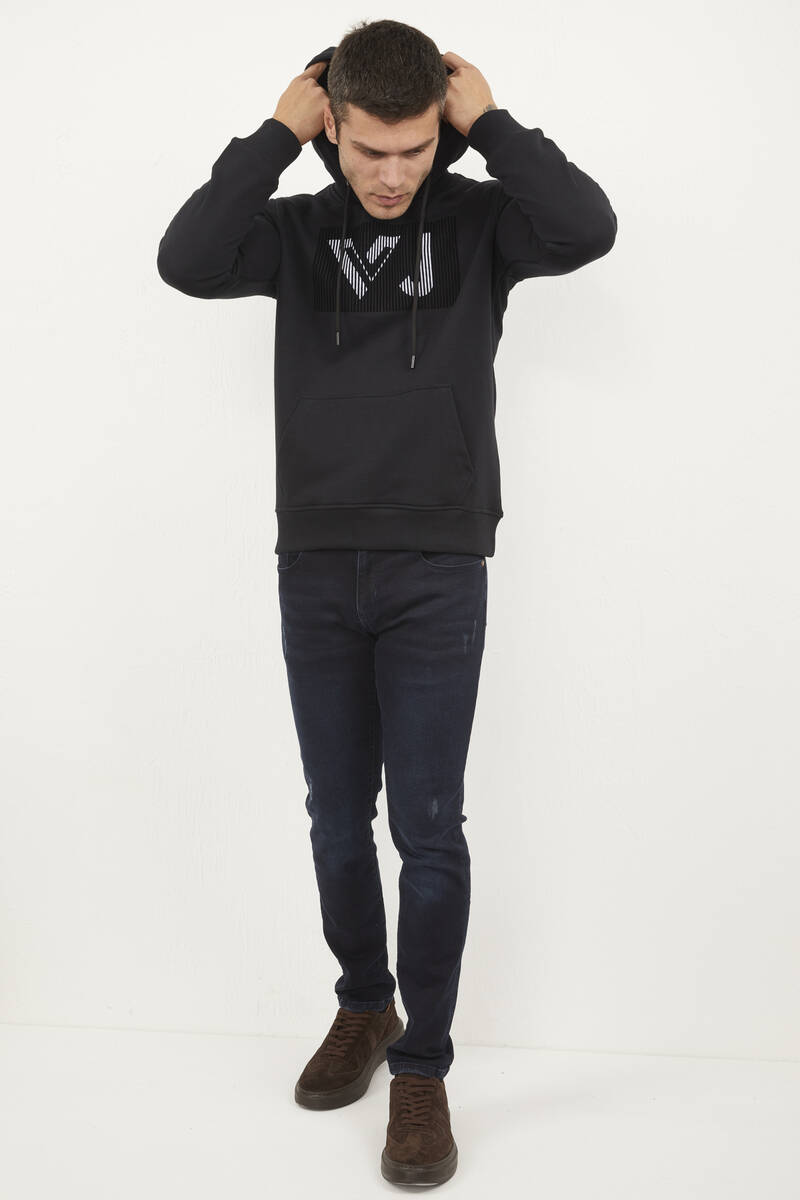 Neva Kapüşonlu Erkek Sweatshirt Syah - 1