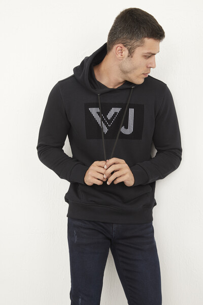 Neva Kapüşonlu Erkek Sweatshirt Syah - 4