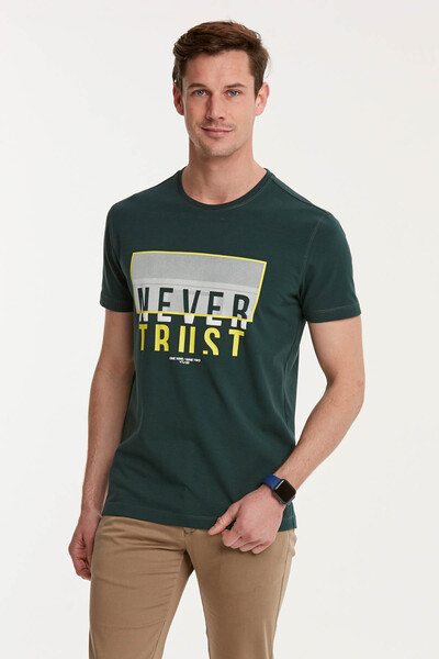 VOLTAJ - NEVER TRUST Printed Round Neck Men's T-Shirt