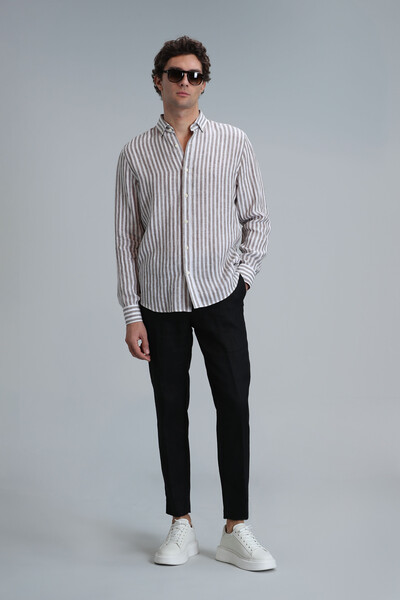 New Erkek Basic Gömlek Regular Fit Kahverengi - 2