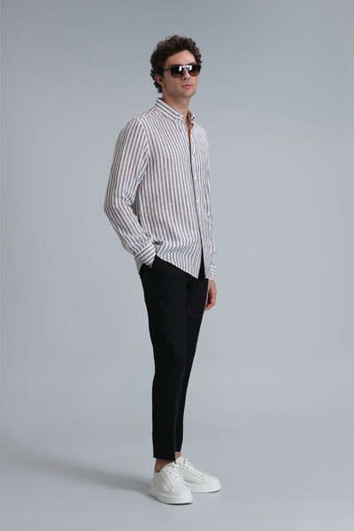 New Erkek Basic Gömlek Regular Fit Kahverengi - 4