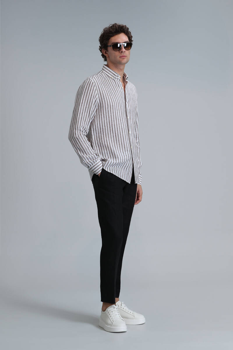 New Erkek Basic Gömlek Regular Fit Kahverengi - 4