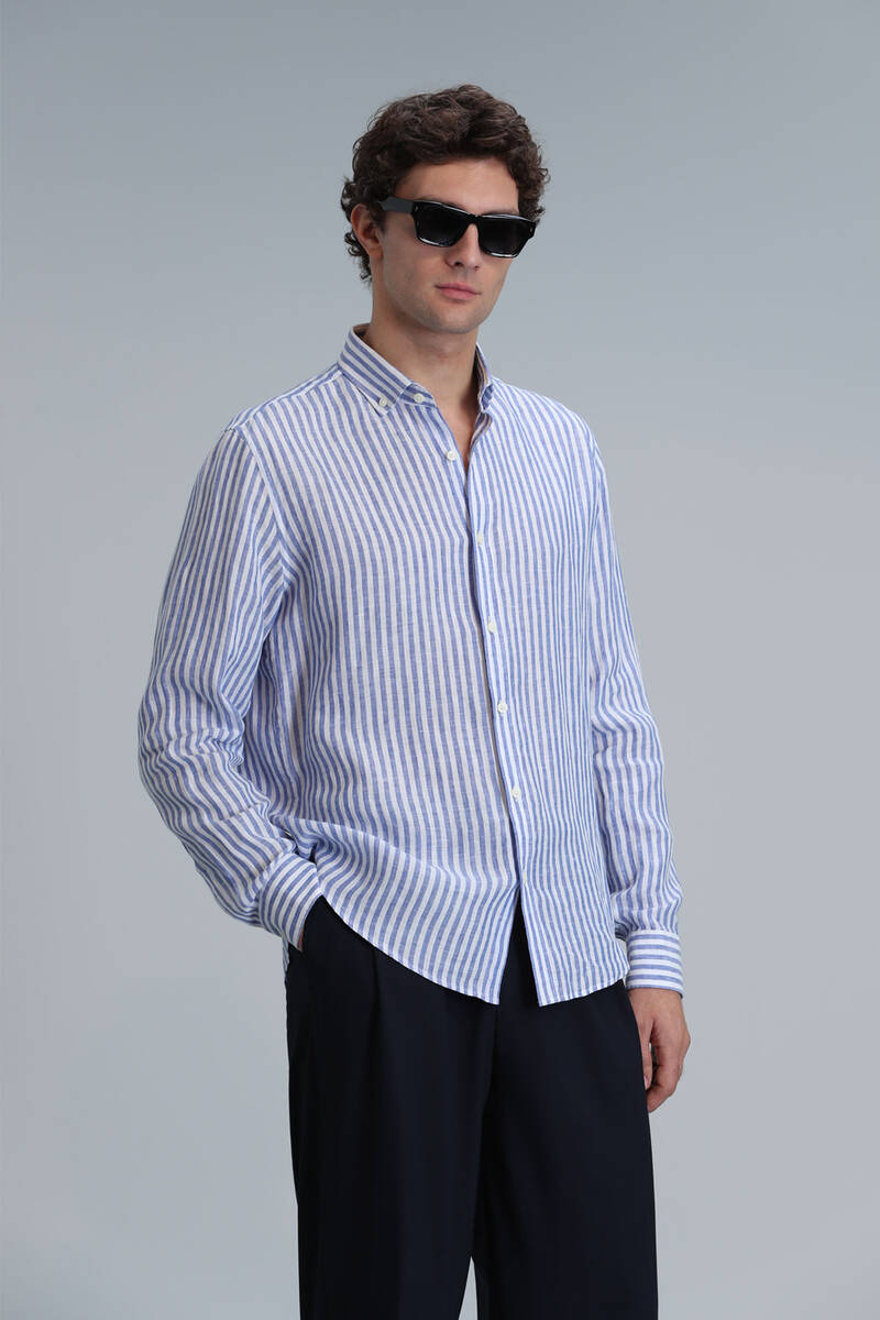 New Erkek Basic Gömlek Regular Fit Mavi - 1