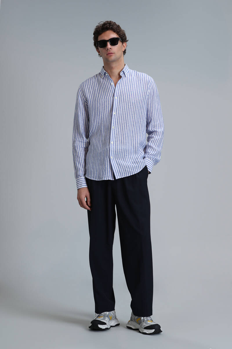 New Erkek Basic Gömlek Regular Fit Mavi - 2