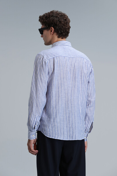 New Erkek Basic Gömlek Regular Fit Mavi - 6