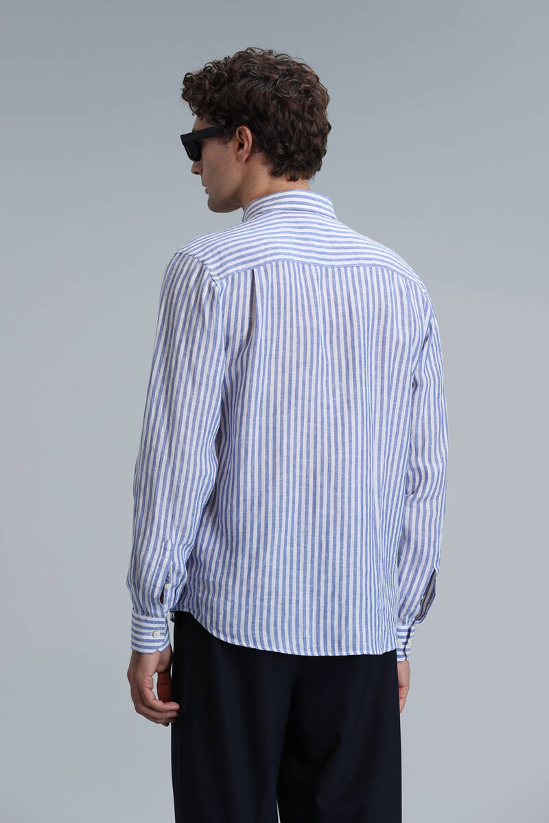 New Erkek Basic Gömlek Regular Fit Mavi - 6