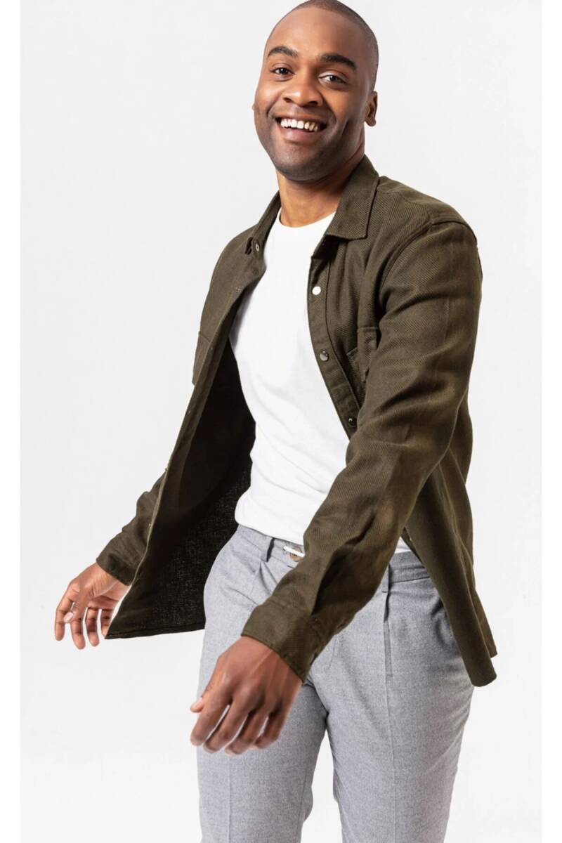 New Khaki Color Cotton Linen Shirt - 2