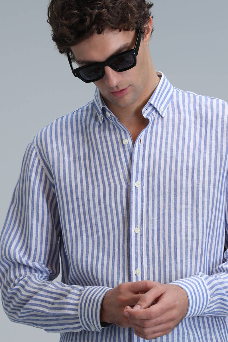 New Men's Basic Shirt Regular Fit Blue - 5