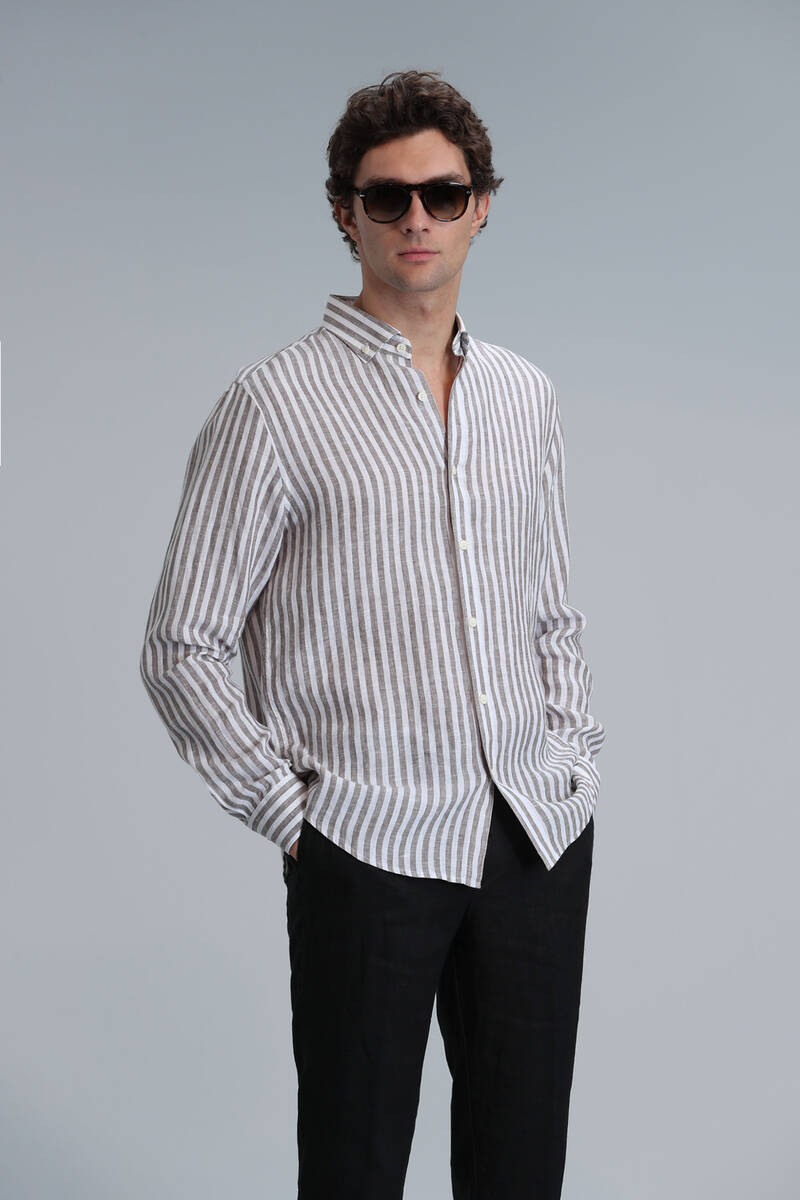 New Men's Basic Shirt Regular Fit Brown - 1