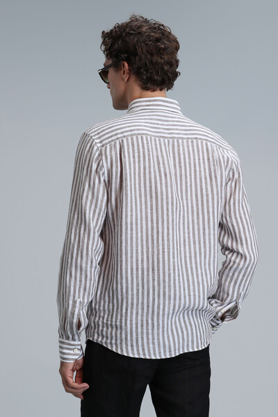 New Men's Basic Shirt Regular Fit Brown - 6