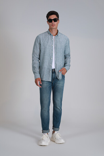 New Men's Basic Shirt Regular Fit Green - 4