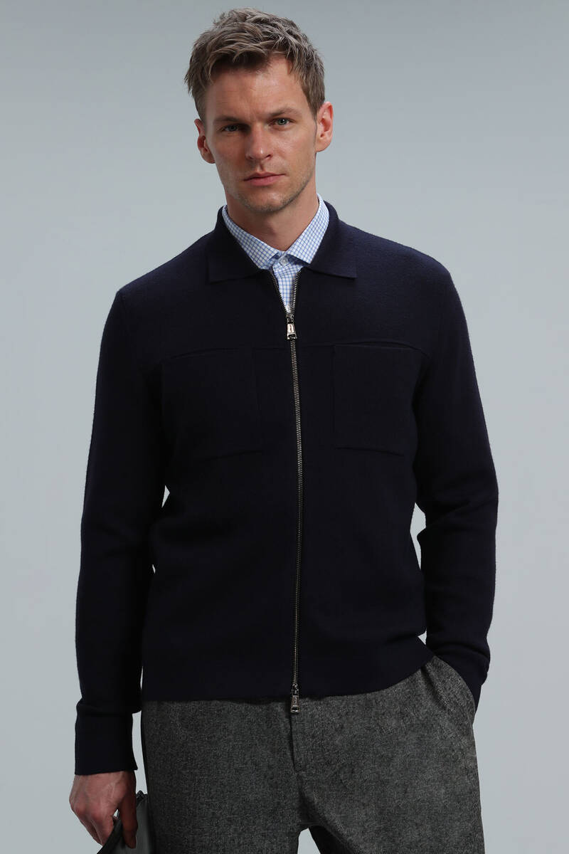 Noble Men's Cardigan Navy Blue - 1