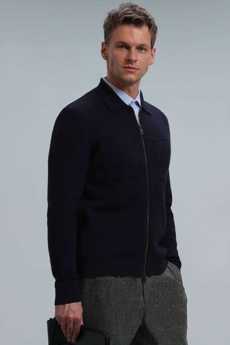 Noble Men's Cardigan Navy Blue - 3
