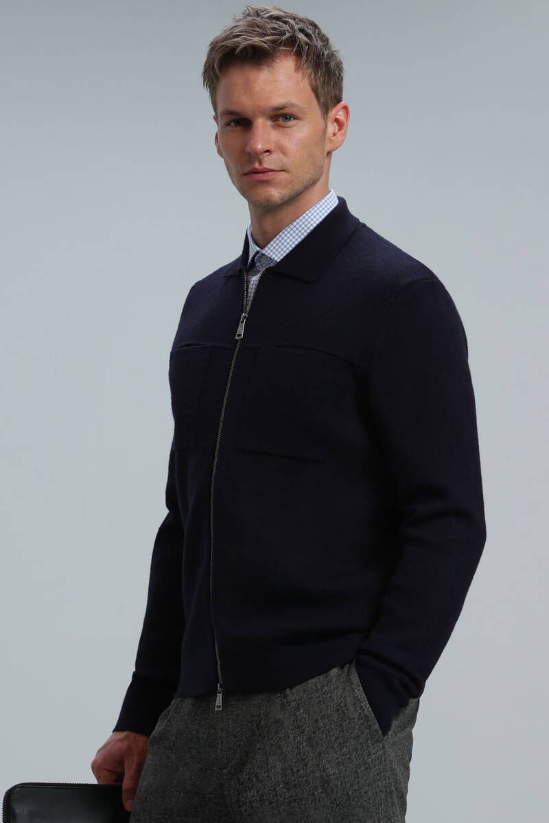 Noble Men's Cardigan Navy Blue - 5