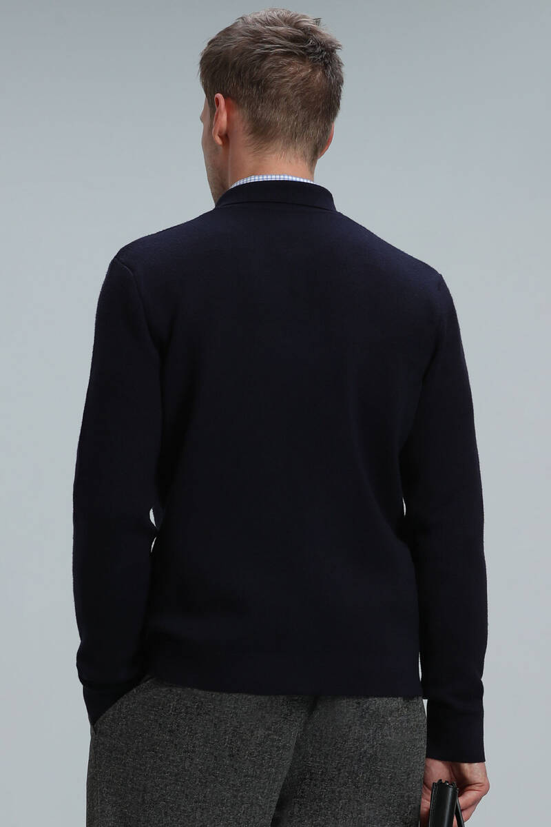 Noble Men's Cardigan Navy Blue - 6