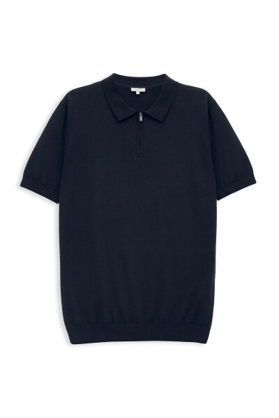 Nood Navy Blue Color Polo Neck Knitwear - 1