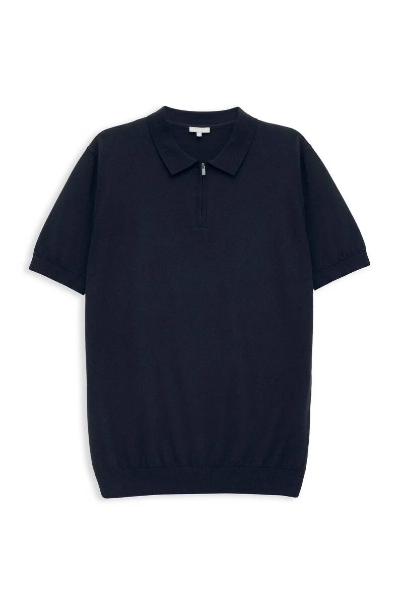 Nood Navy Blue Color Polo Neck Knitwear - 1
