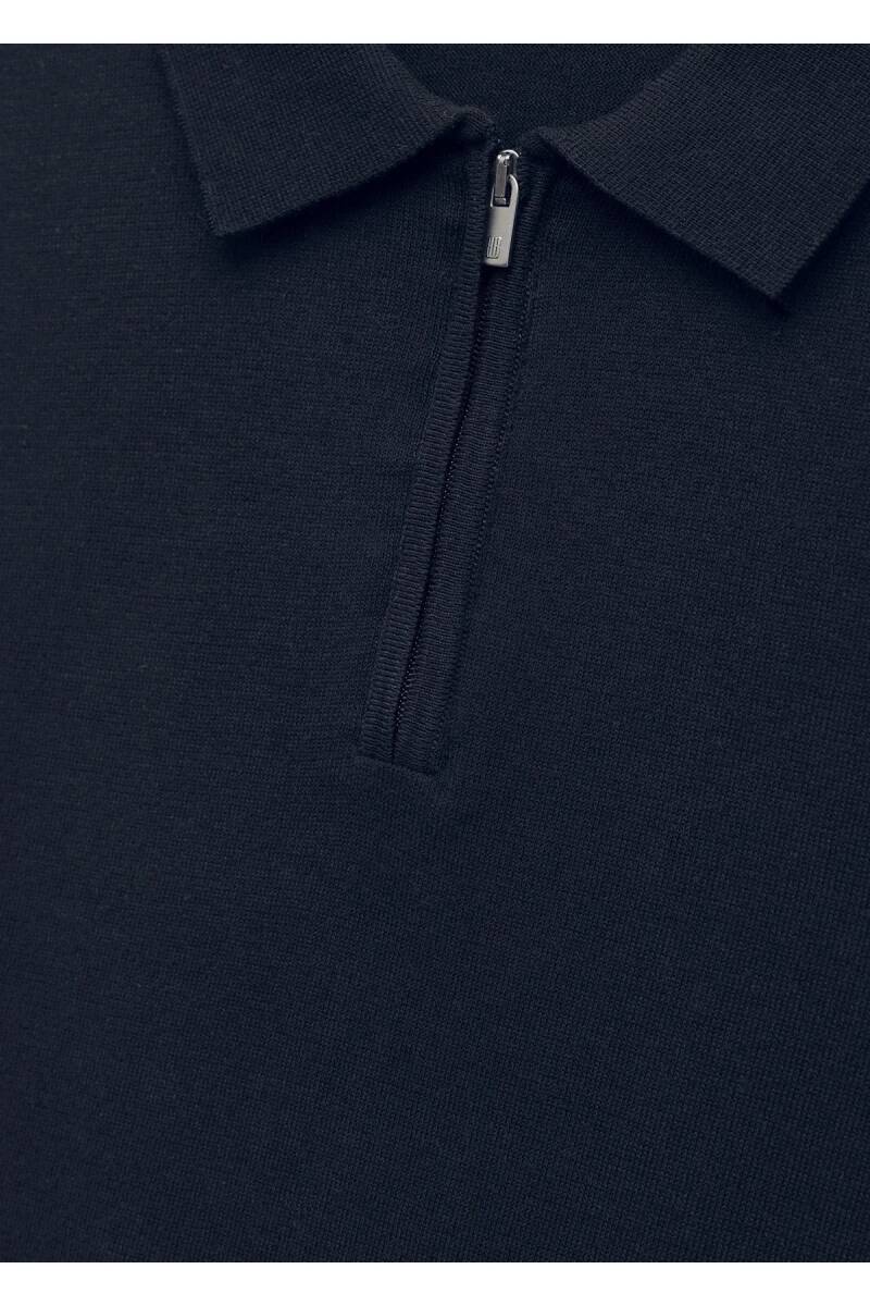 Nood Navy Blue Color Polo Neck Knitwear - 2