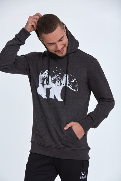North Kapüşonlu Erkek Sweatshirt Antrasit 