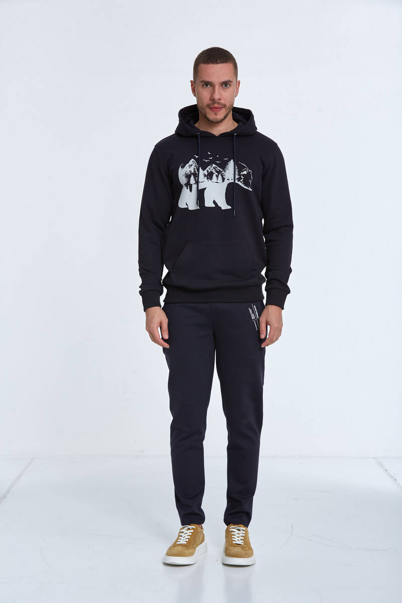 North Kapüşonlu Erkek Sweatshirt Lacivert - 3