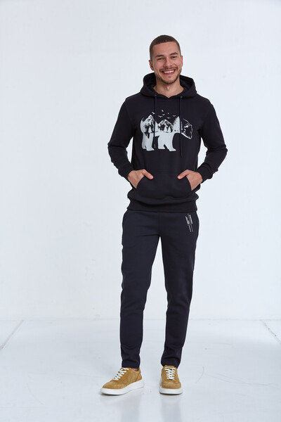 North Kapüşonlu Erkek Sweatshirt Lacivert - 2