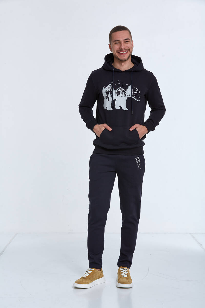 North Kapüşonlu Erkek Sweatshirt Lacivert - 2