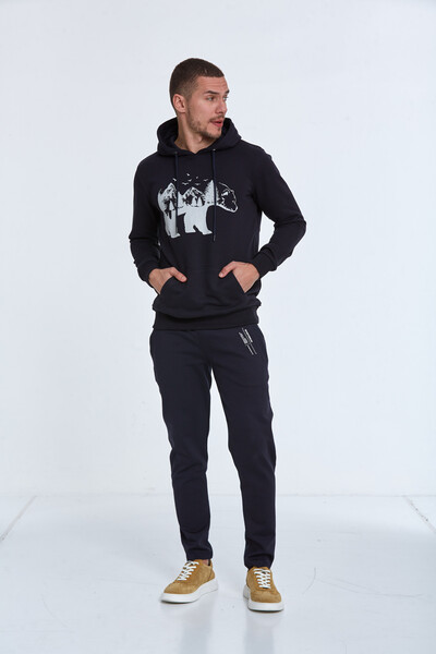 North Kapüşonlu Erkek Sweatshirt Lacivert - 4