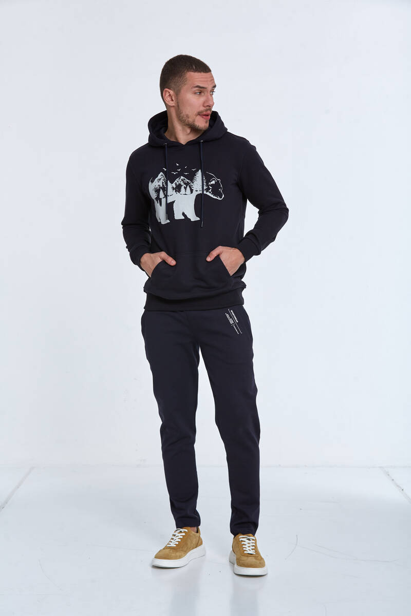 North Kapüşonlu Erkek Sweatshirt Lacivert - 4