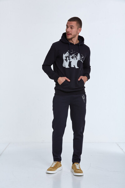 North Kapüşonlu Erkek Sweatshirt Lacivert - 5