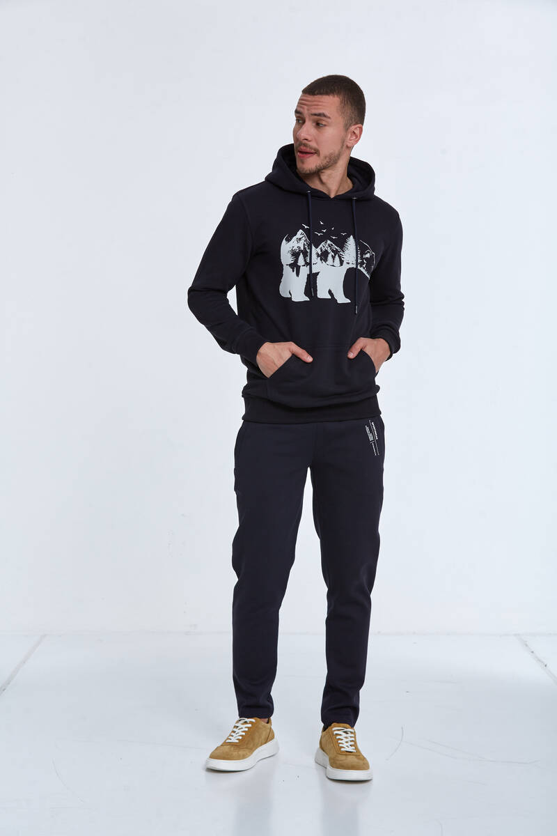North Kapüşonlu Erkek Sweatshirt Lacivert - 5