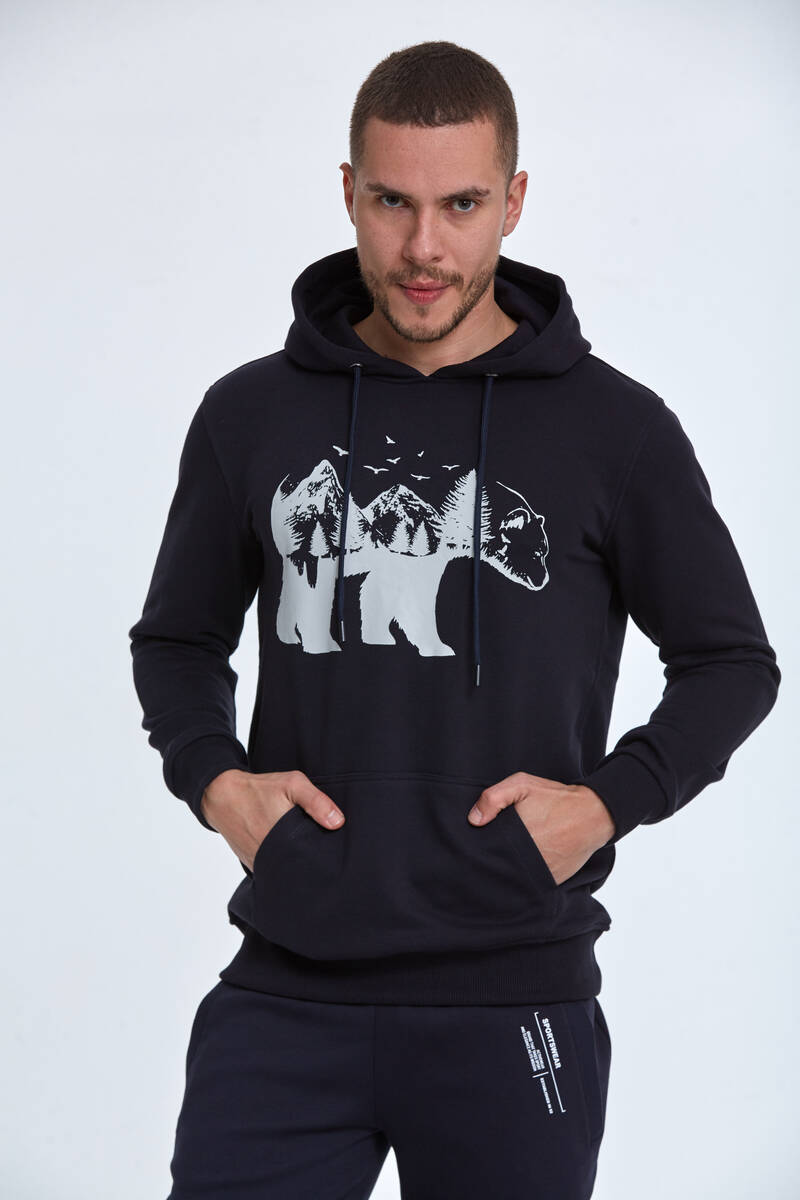 North Kapüşonlu Erkek Sweatshirt Lacivert - 6