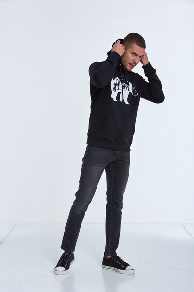 North Kapüşonlu Erkek Sweatshirt Siyah - 6