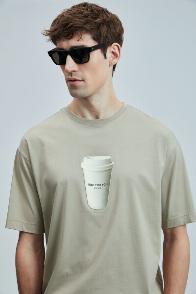 Omen Modern Grafik T- Shirt Bej - LUFIAN (1)